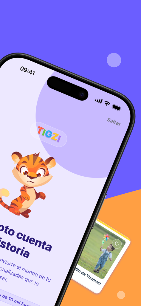 La mascota tigre de Tigzi da la bienvenida a los niños a la app para aprender a leer que convierte fotos en cuentos